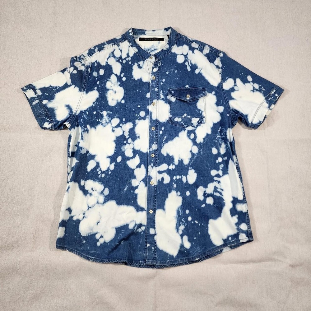 Vintage Sean John short sleeve denim button-up in men's size 2XL